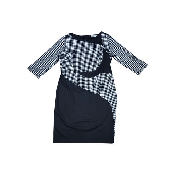 VF Emage Grunge Black White Gingham Plaid Colorblock Midi Dress Plus Size 22 - Picture 8 of 8